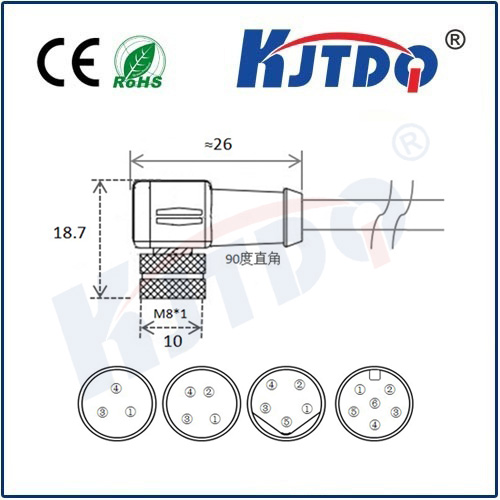 M8連接器 A型-澆鑄電纜系列 彎頭